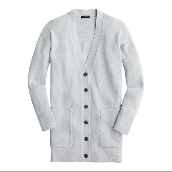 J. Crew Cardigan Ribbed Long Button Long Sleeves Casual Classic Preppy Gray Med - Picture 13 of 13